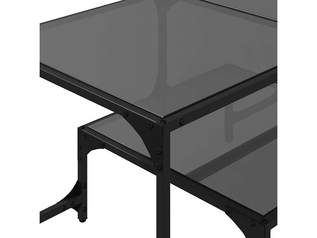 Couchtisch mit Glasplatte Schwarz 98,5x50x45 cm Stahl