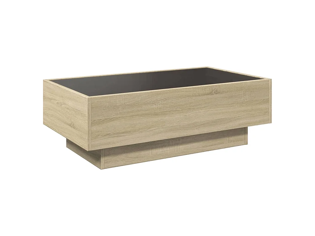 Salontafel met LED 90x50x30 cm bewerkt hout sonoma eikenkleurig