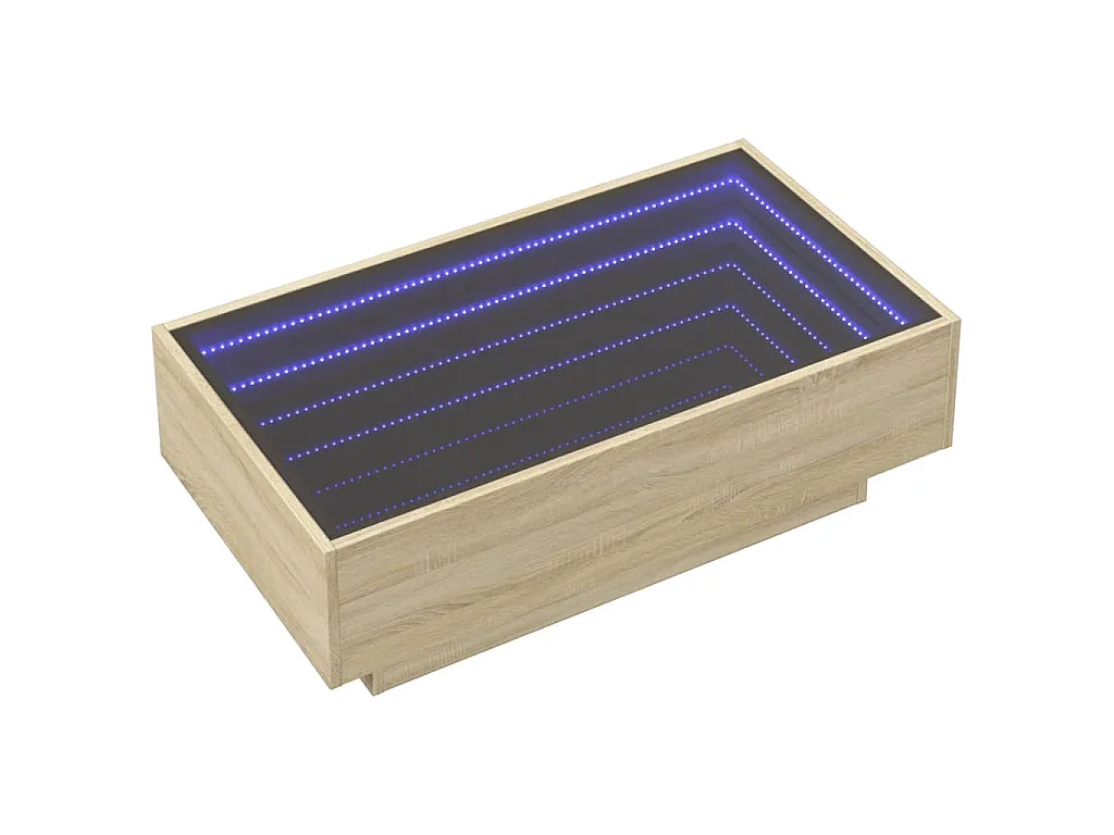 Mesa de centro c/ LEDs 90x50x30 cm derivados de madeira