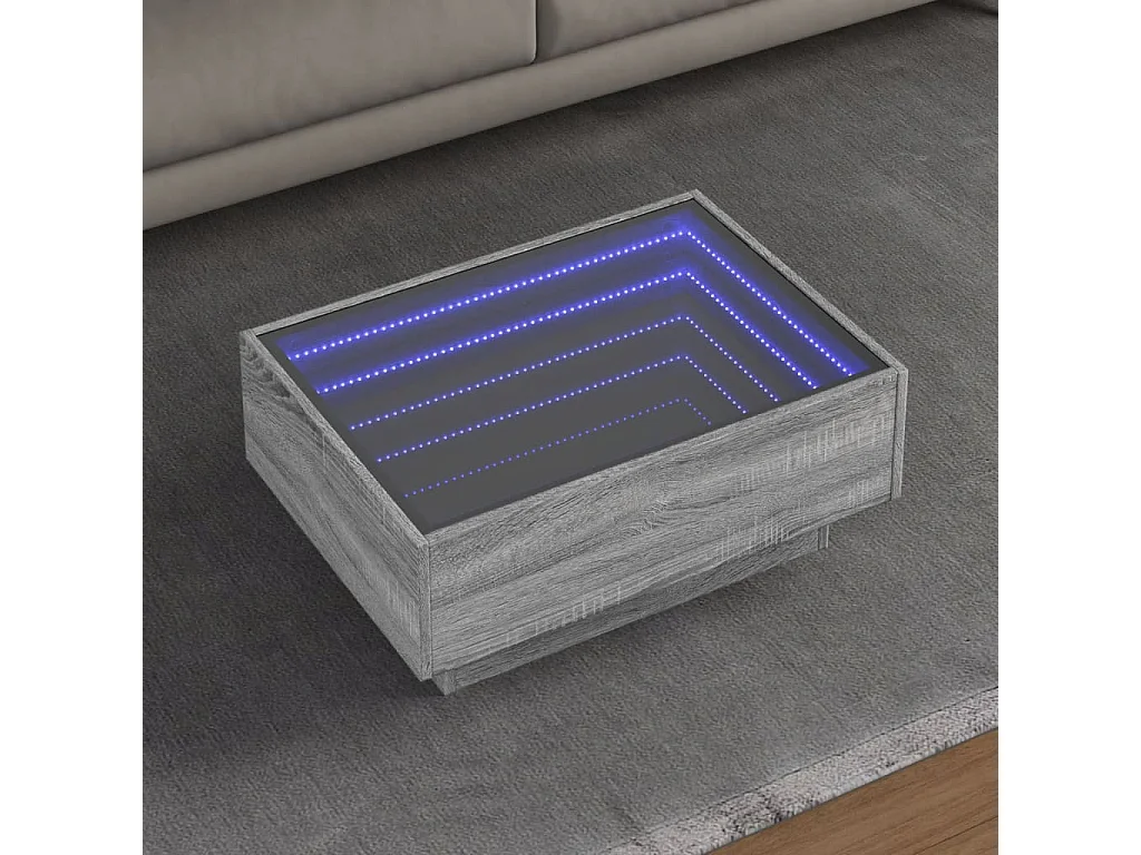 Mesa de centro c/ LEDs 70x50x30 cm derivados de madeira