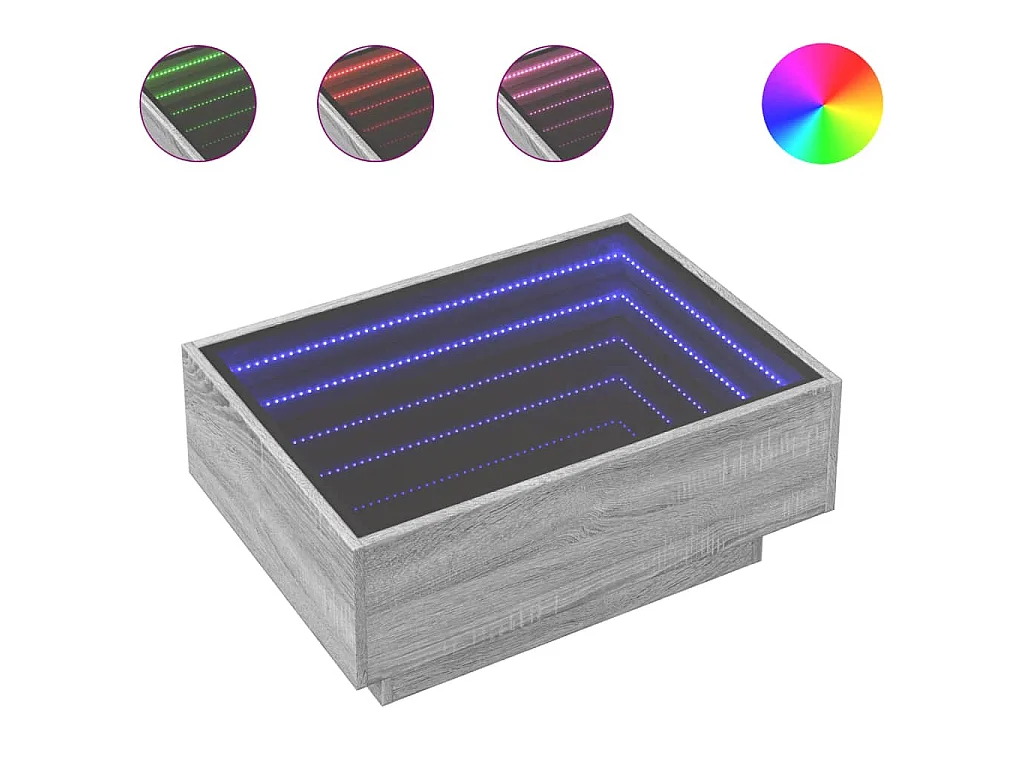 LED-Couchtisch Grau Sonoma 70x50x30 cm Holzwerkstoff