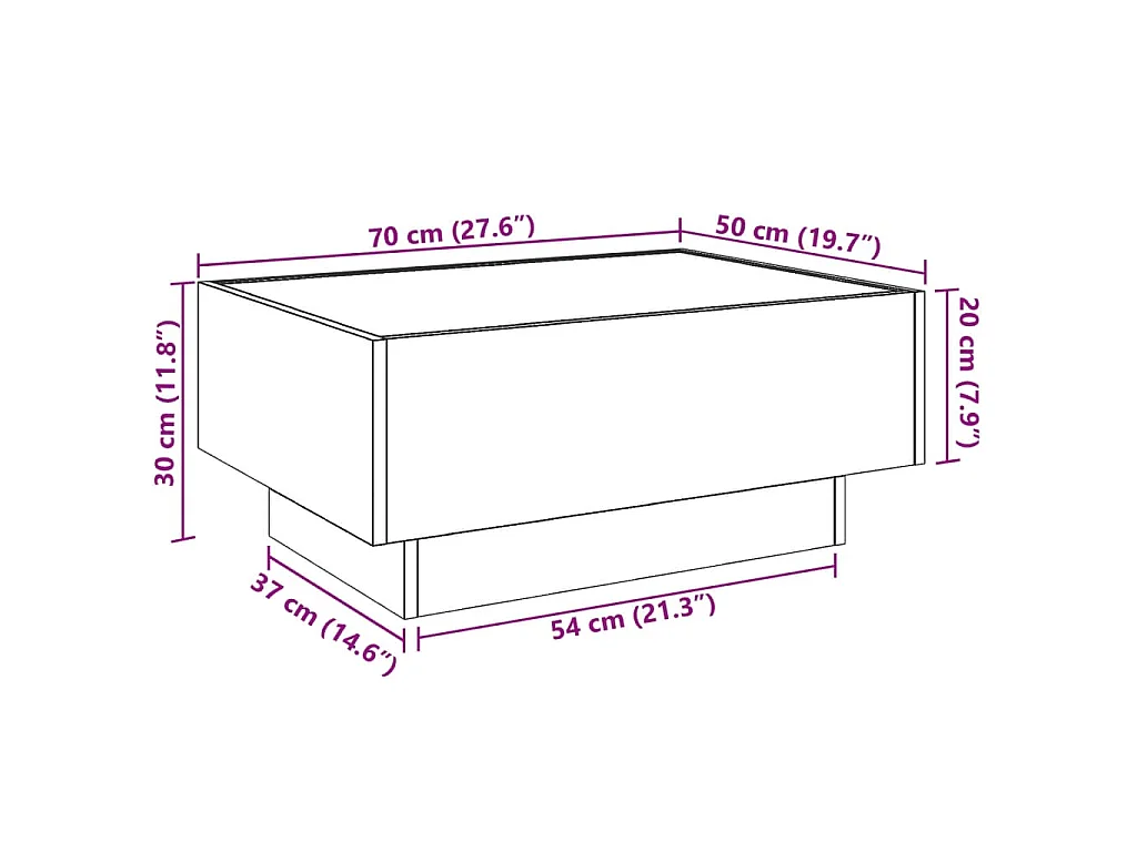 LED-Couchtisch Grau Sonoma 70x50x30 cm Holzwerkstoff