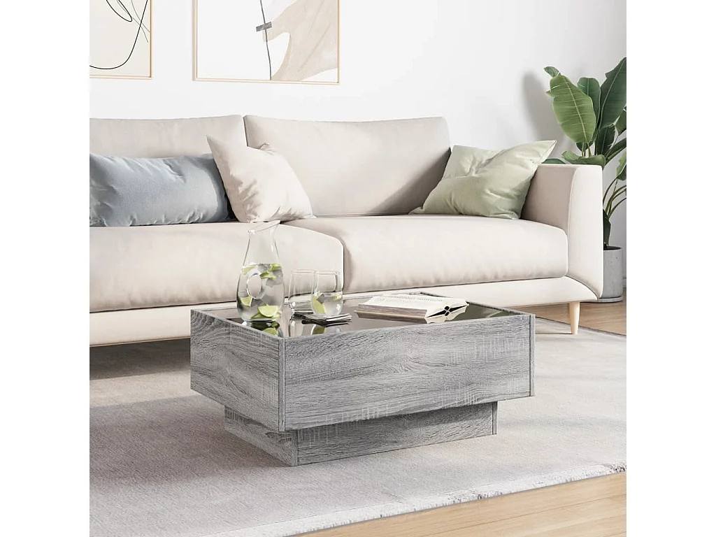 LED-Couchtisch Grau Sonoma 70x50x30 cm Holzwerkstoff