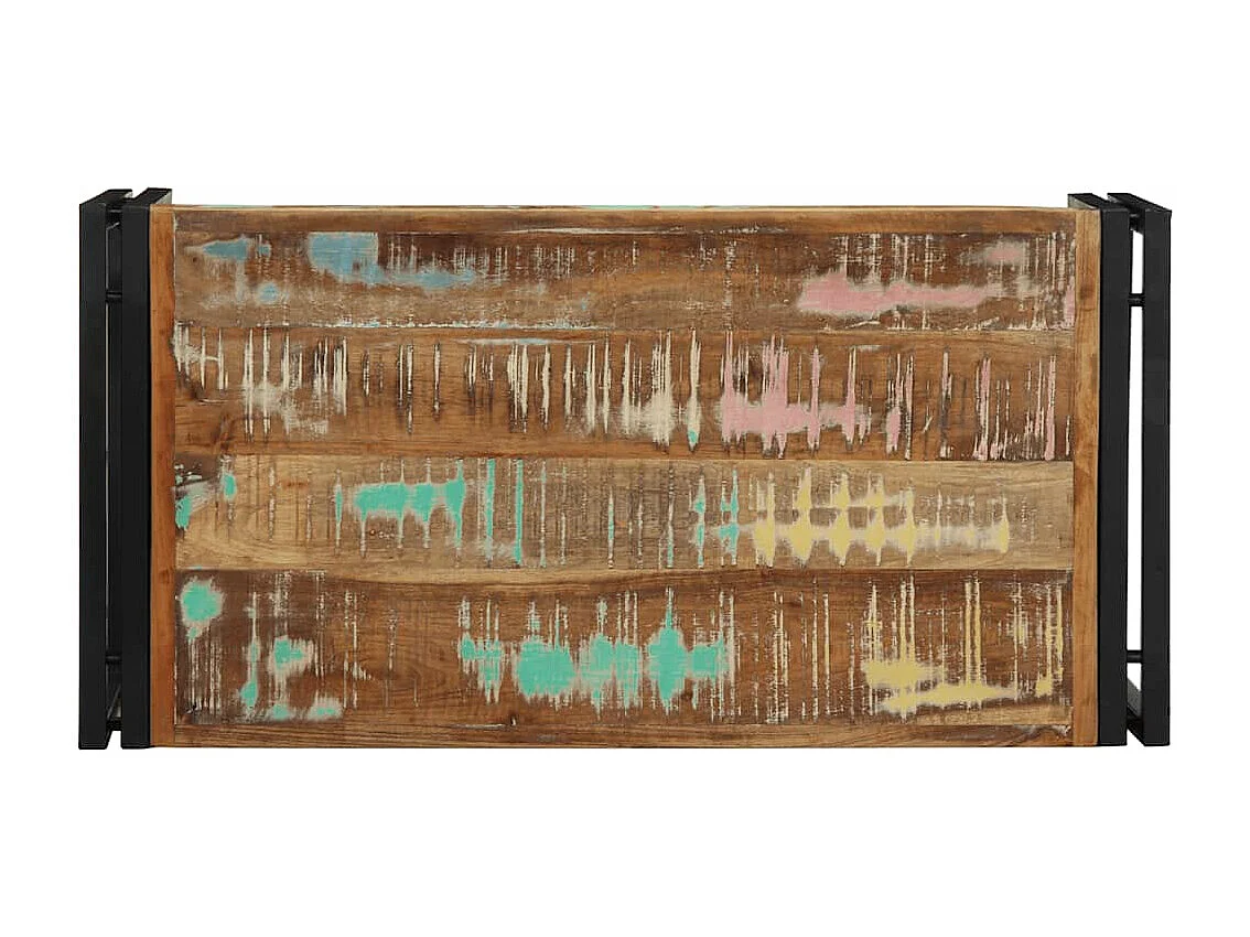 Table basse multicolore 80x40x35 cm bois de récupération massif