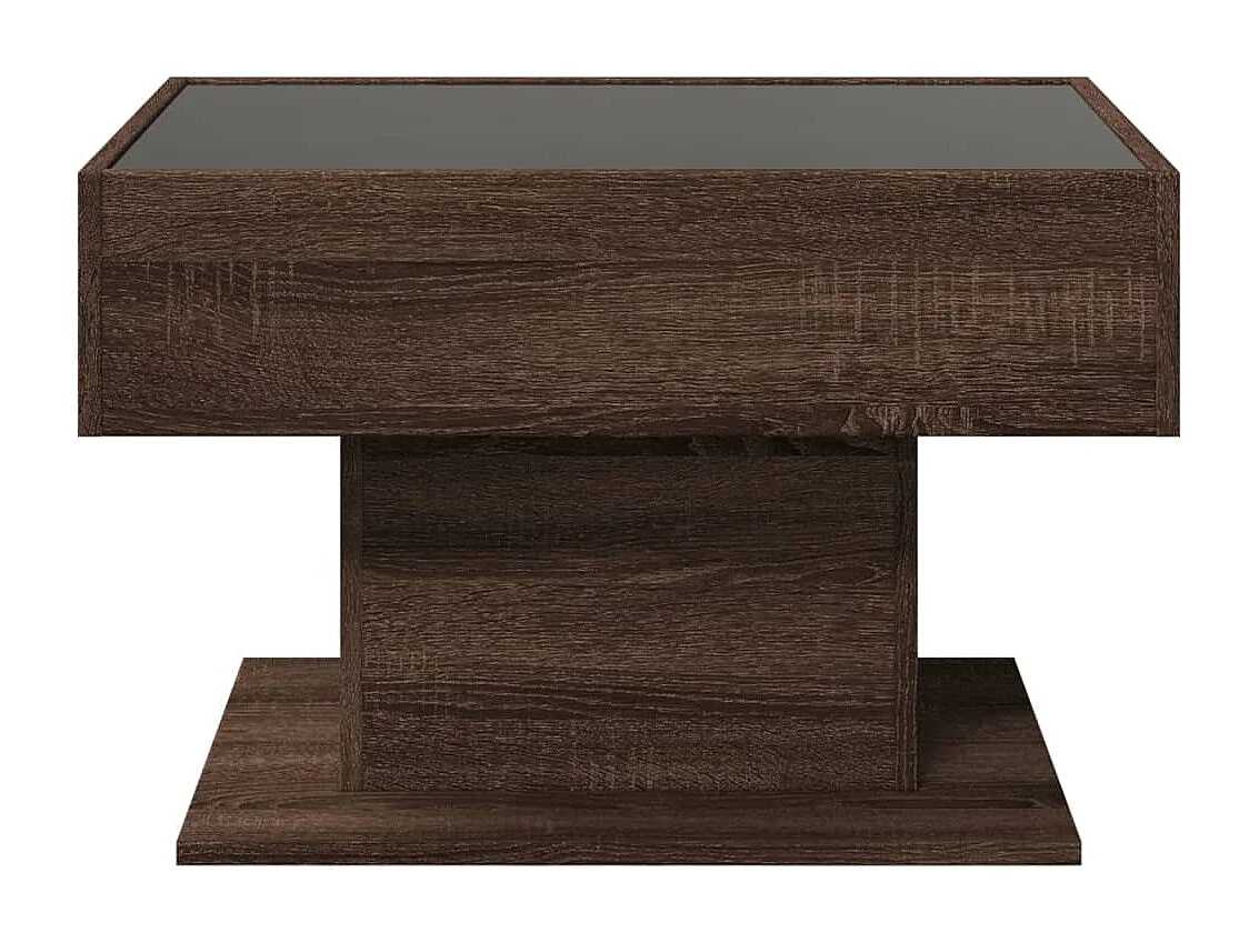 Table basse avec LED chêne marron 70x50x45 cm bois d'ingénierie