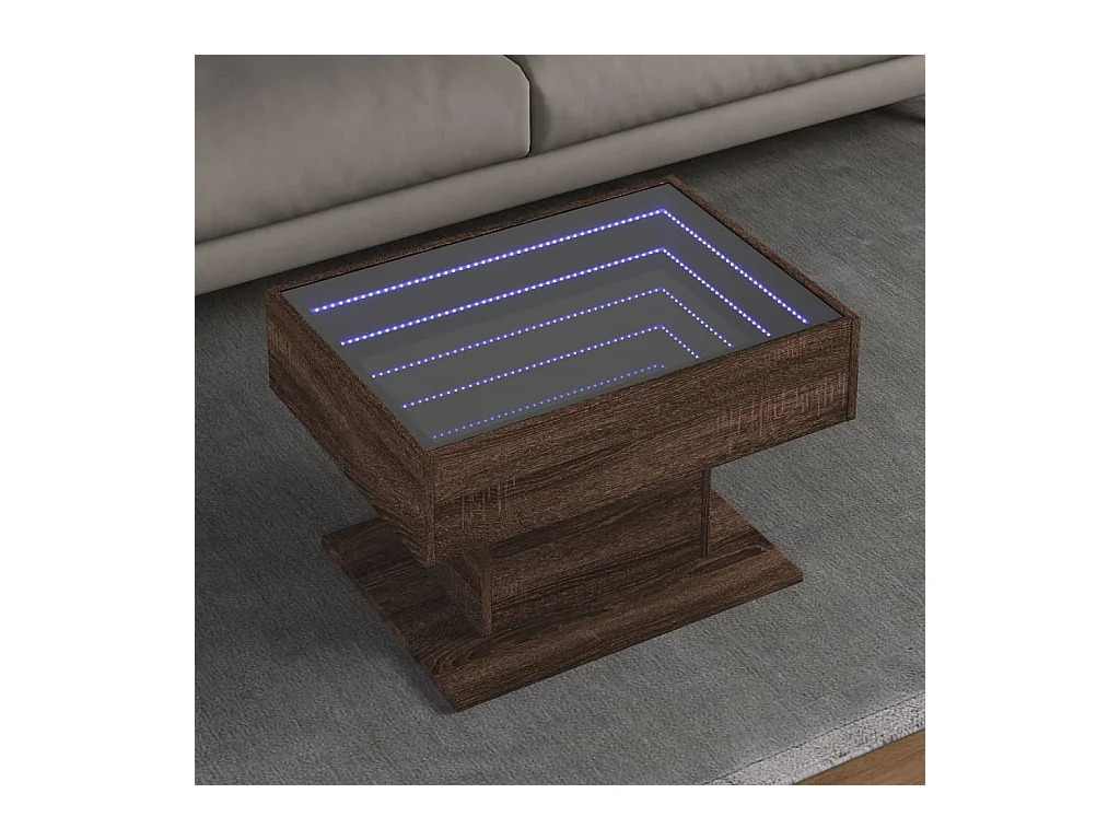 Table basse avec LED chêne marron 70x50x45 cm bois d'ingénierie
