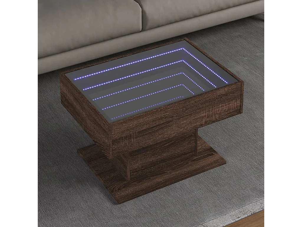 Table basse avec LED chêne marron 70x50x45 cm bois d'ingénierie