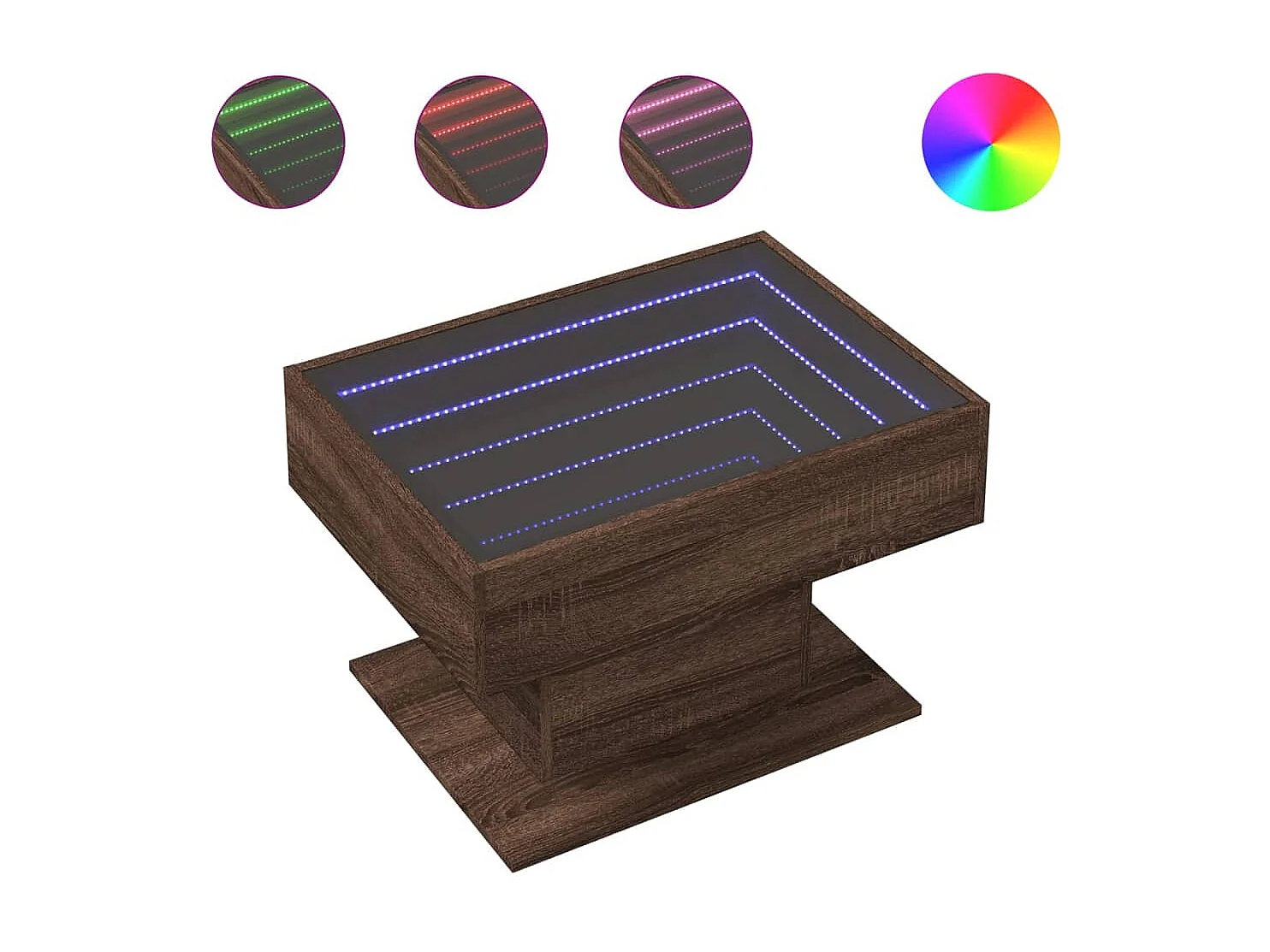 Table basse avec LED chêne marron 70x50x45 cm bois d'ingénierie