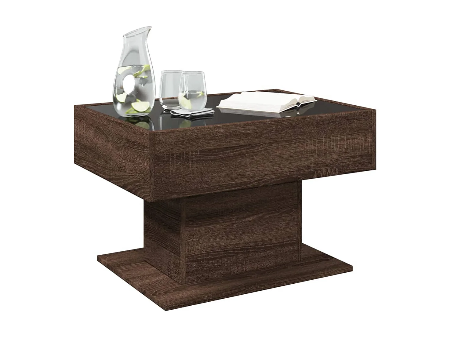 Table basse avec LED chêne marron 70x50x45 cm bois d'ingénierie