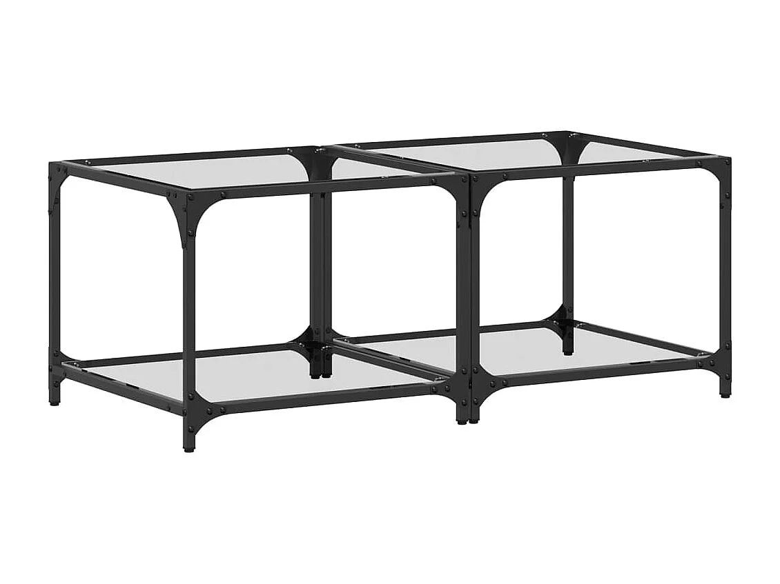 Mesas de centro c/ topo vidro transparente 2 pcs 50x50x40cm aço