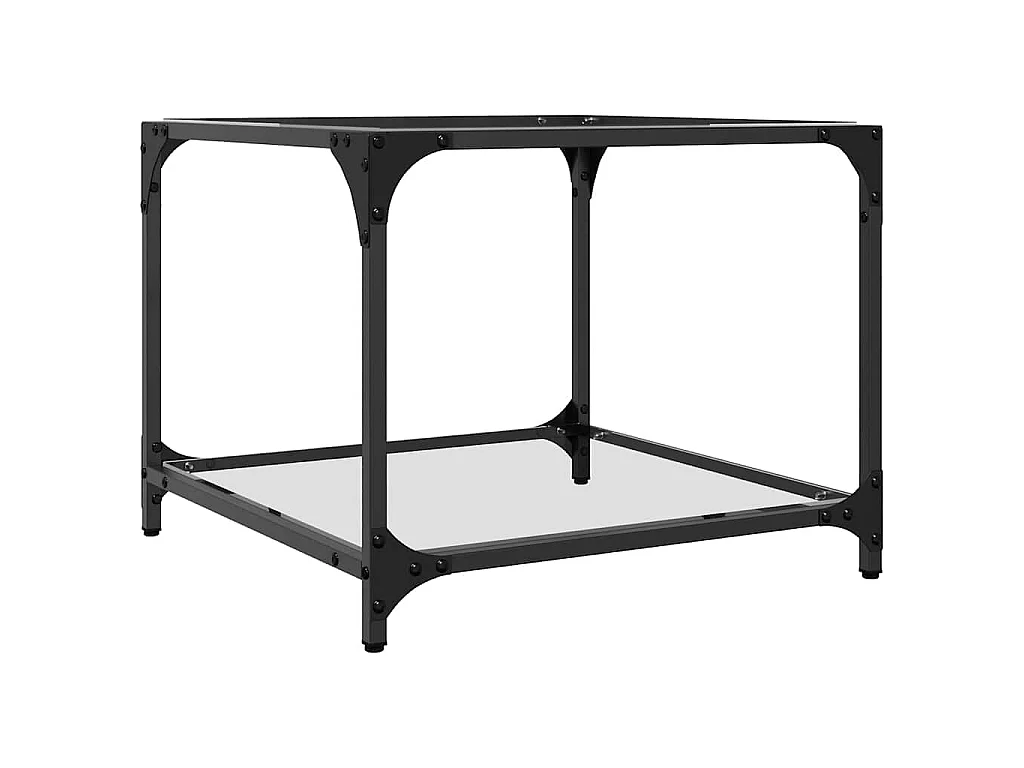 Couchtische mit Glasplatte 2 Stk. Transparent 50x50x40 cm Stahl