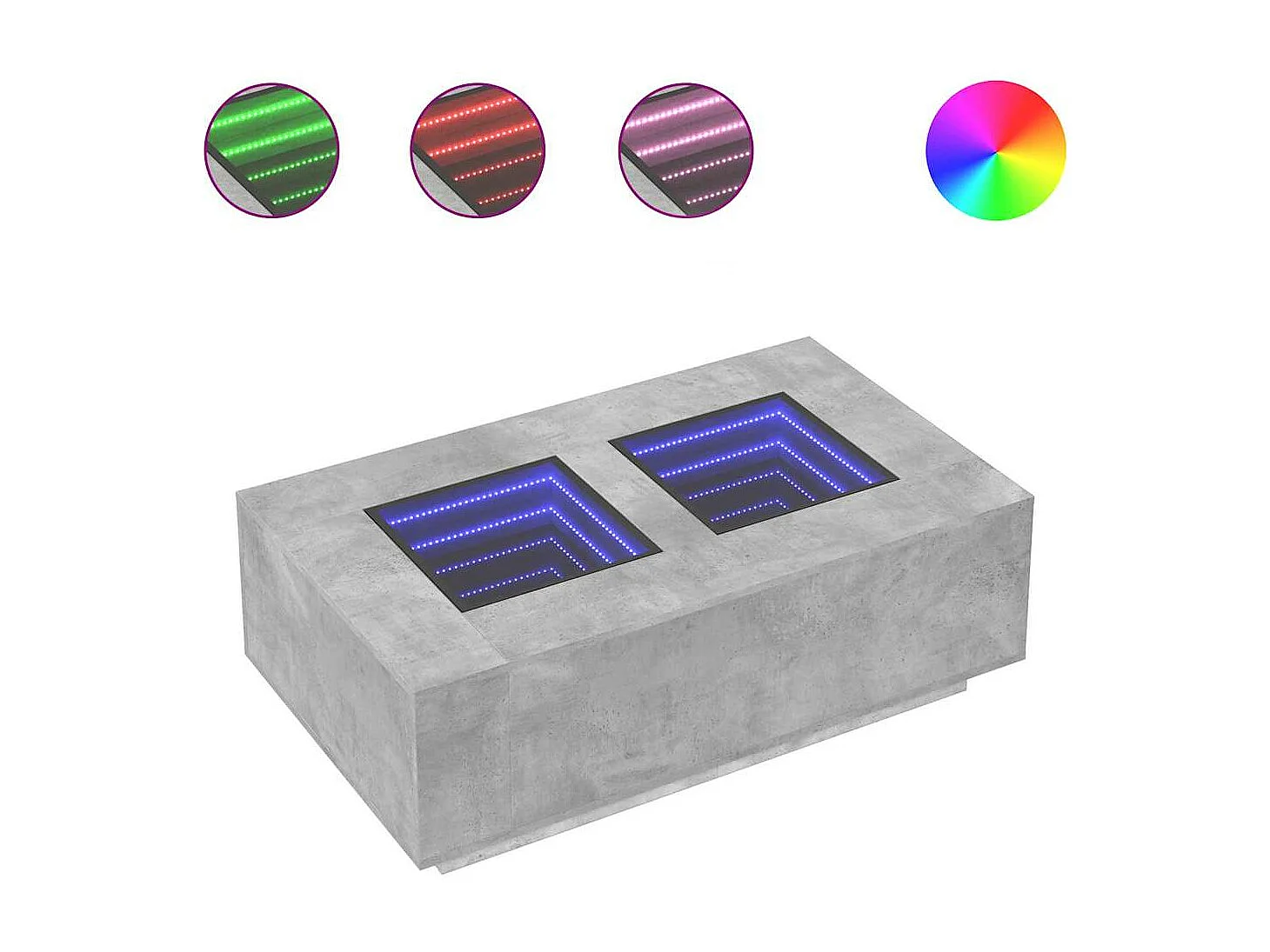 Salontafel met Infinity LED 116x69x40 cm betongrijs