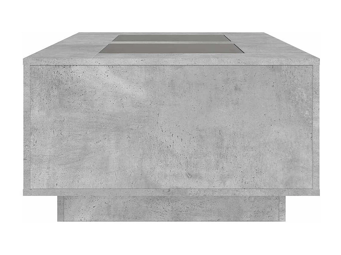 Table basse avec LED infini gris béton 116x69x40 cm