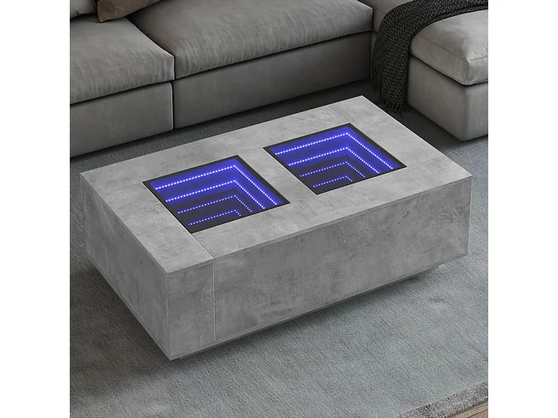 Table basse avec LED infini gris béton 116x69x40 cm