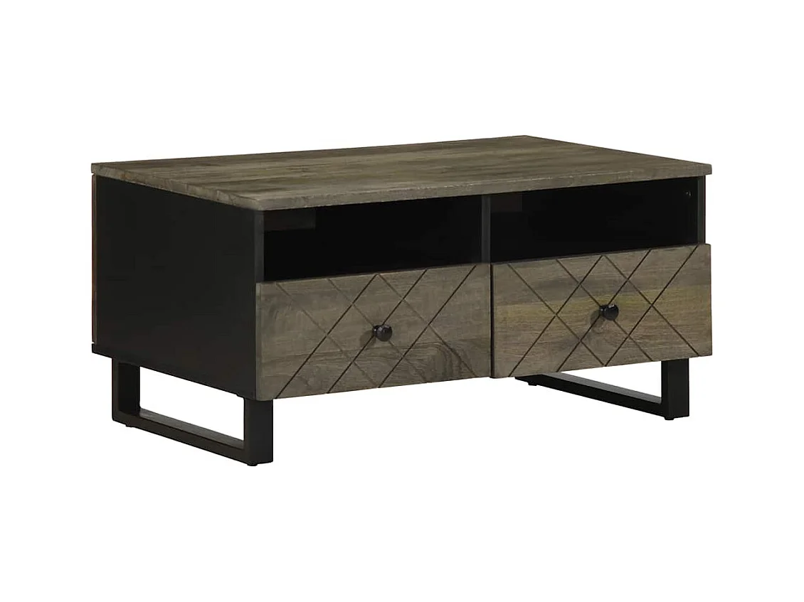 Table basse noir 80x54x40 cm bois massif de manguier