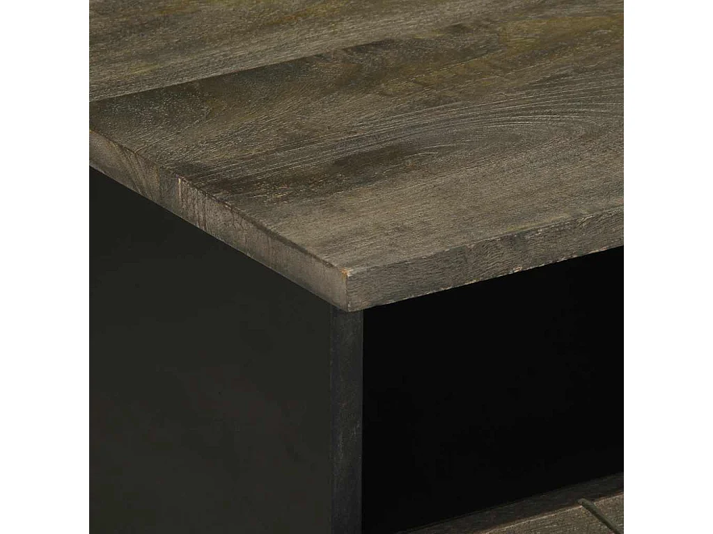 Table basse noir 80x54x40 cm bois massif de manguier