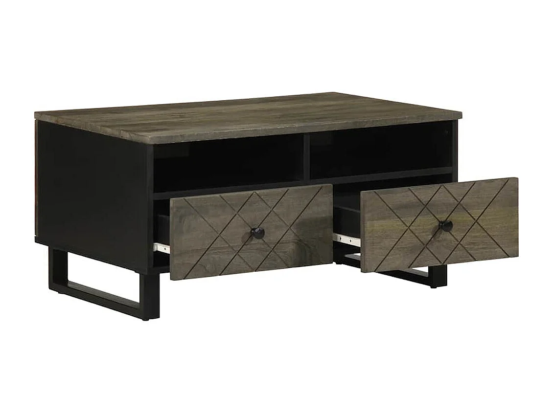 Table basse noir 80x54x40 cm bois massif de manguier