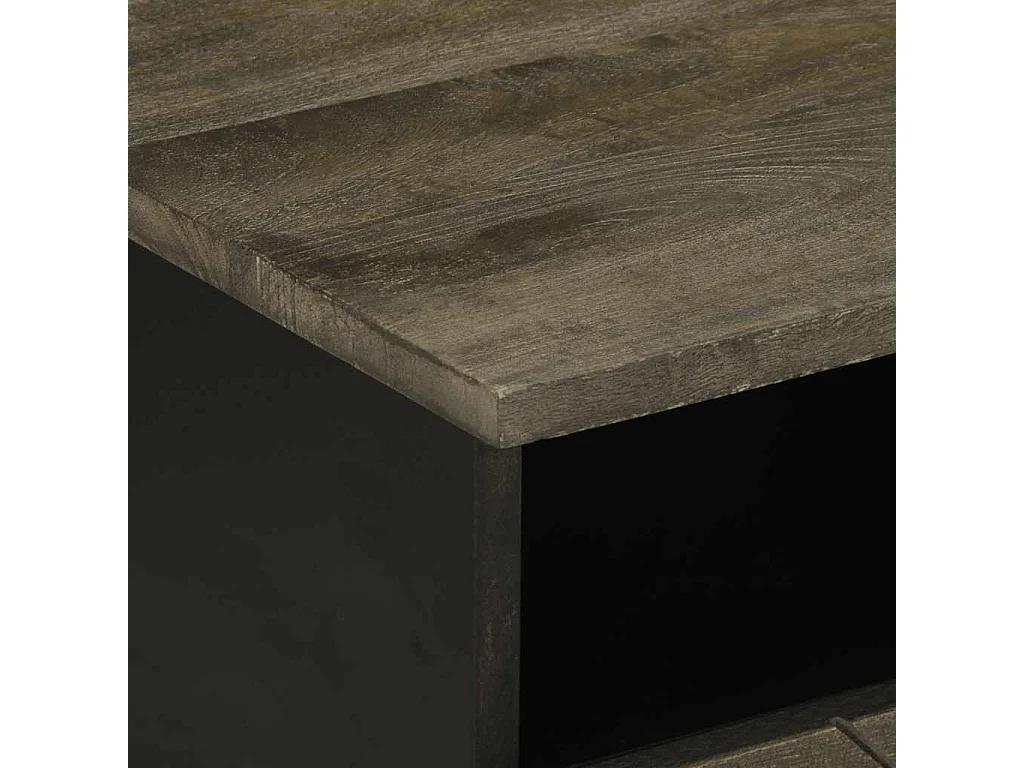 Table basse noir 80x54x40 cm bois massif de manguier
