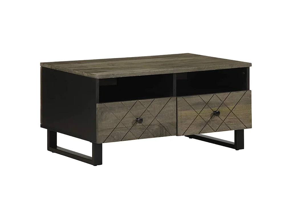 Table basse noir 80x54x40 cm bois massif de manguier