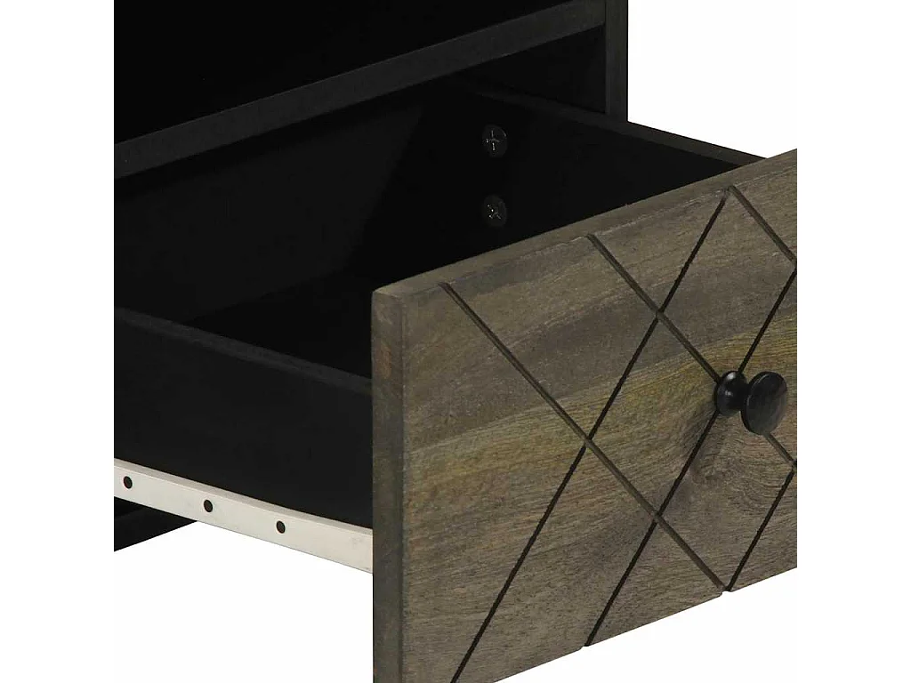 Table basse noir 80x54x40 cm bois massif de manguier