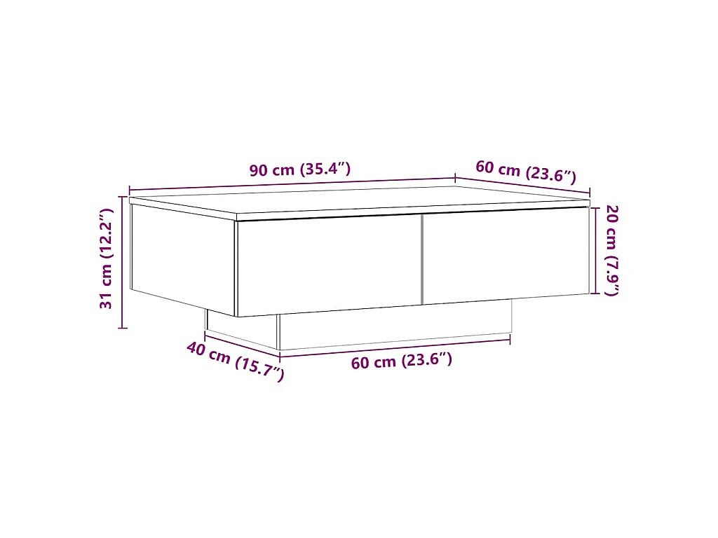 Couchtisch Altholz-Optik 90x60x31 cm Holzwerkstoff