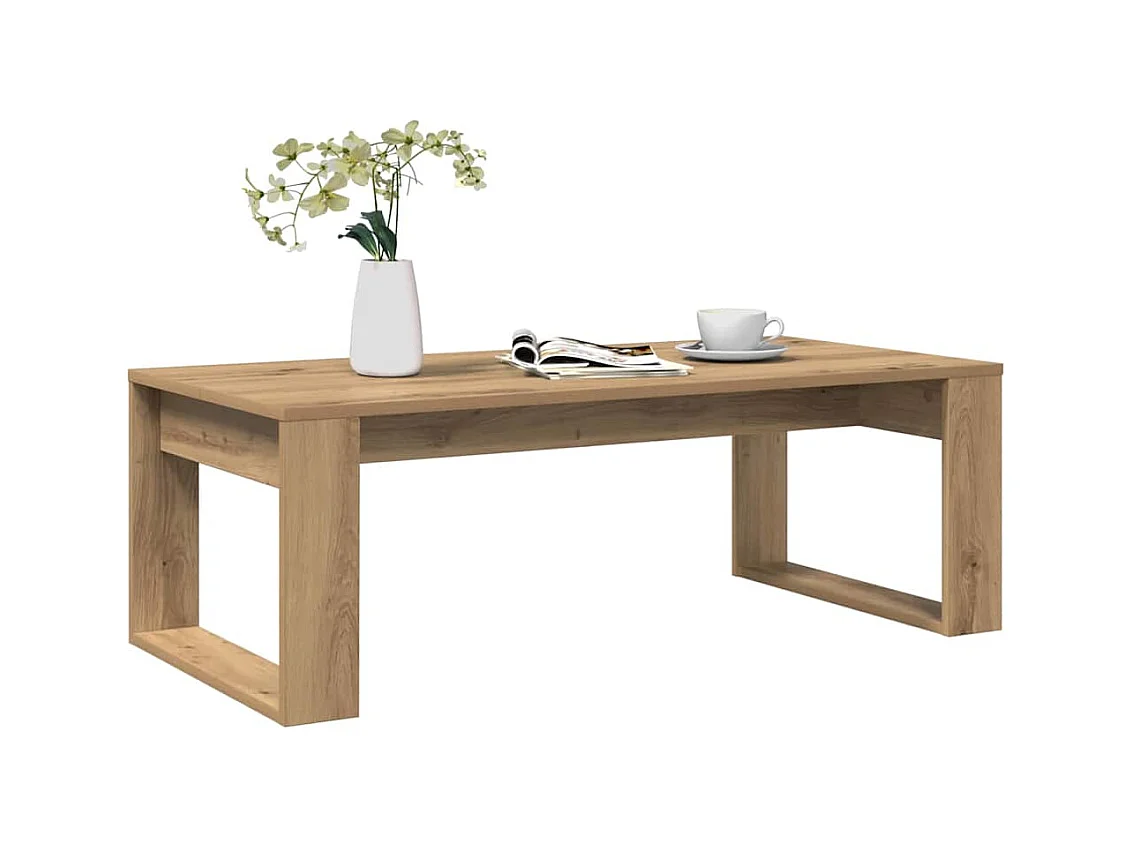 Table basse chêne artisanal 102x50x35 cm bois d'ingénierie