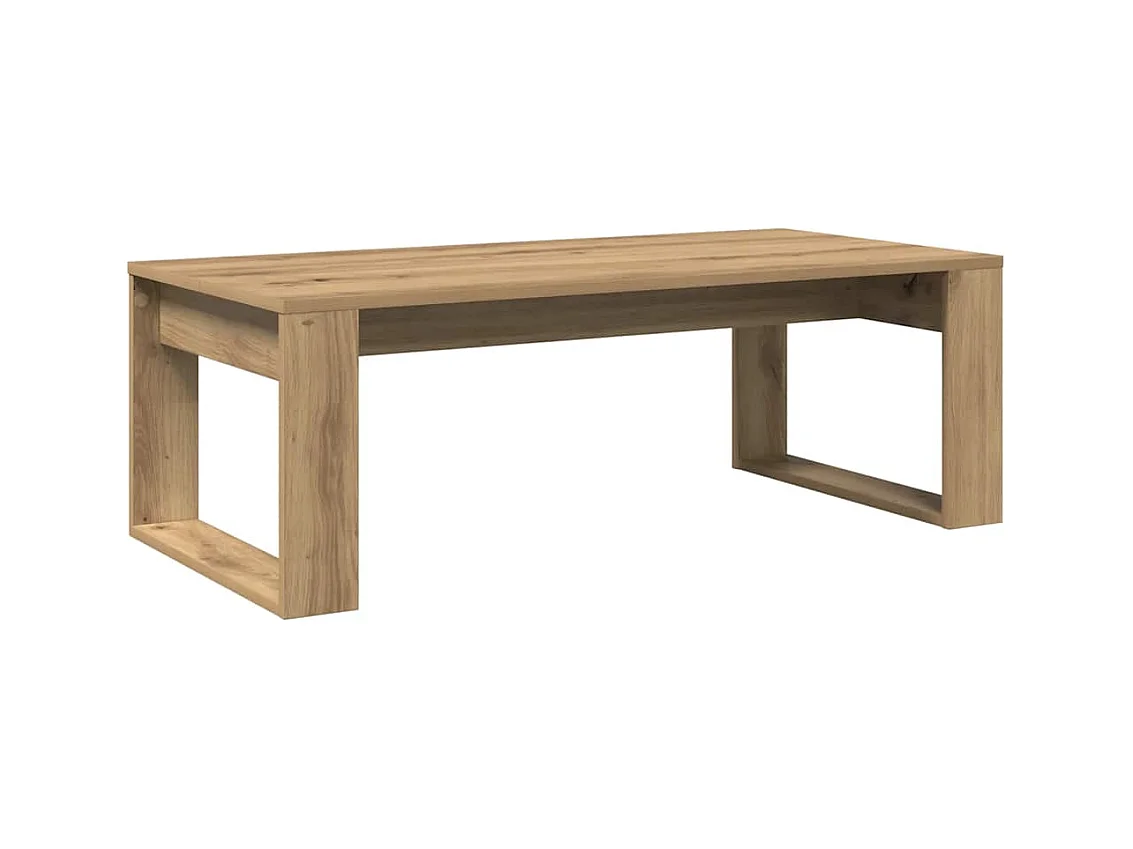 Table basse chêne artisanal 102x50x35 cm bois d'ingénierie