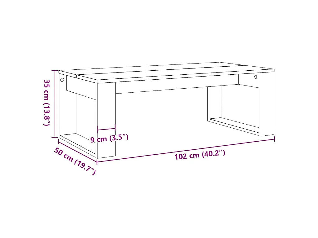Tavolino Salotto Rovere Artigianale 102x50x35 cm in Truciolato