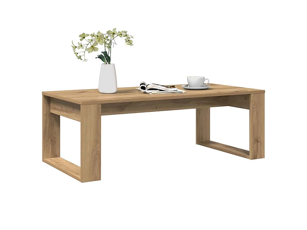 Salontafel 102x50x35 cm bewerkt hout artisanaal eikenkleurig