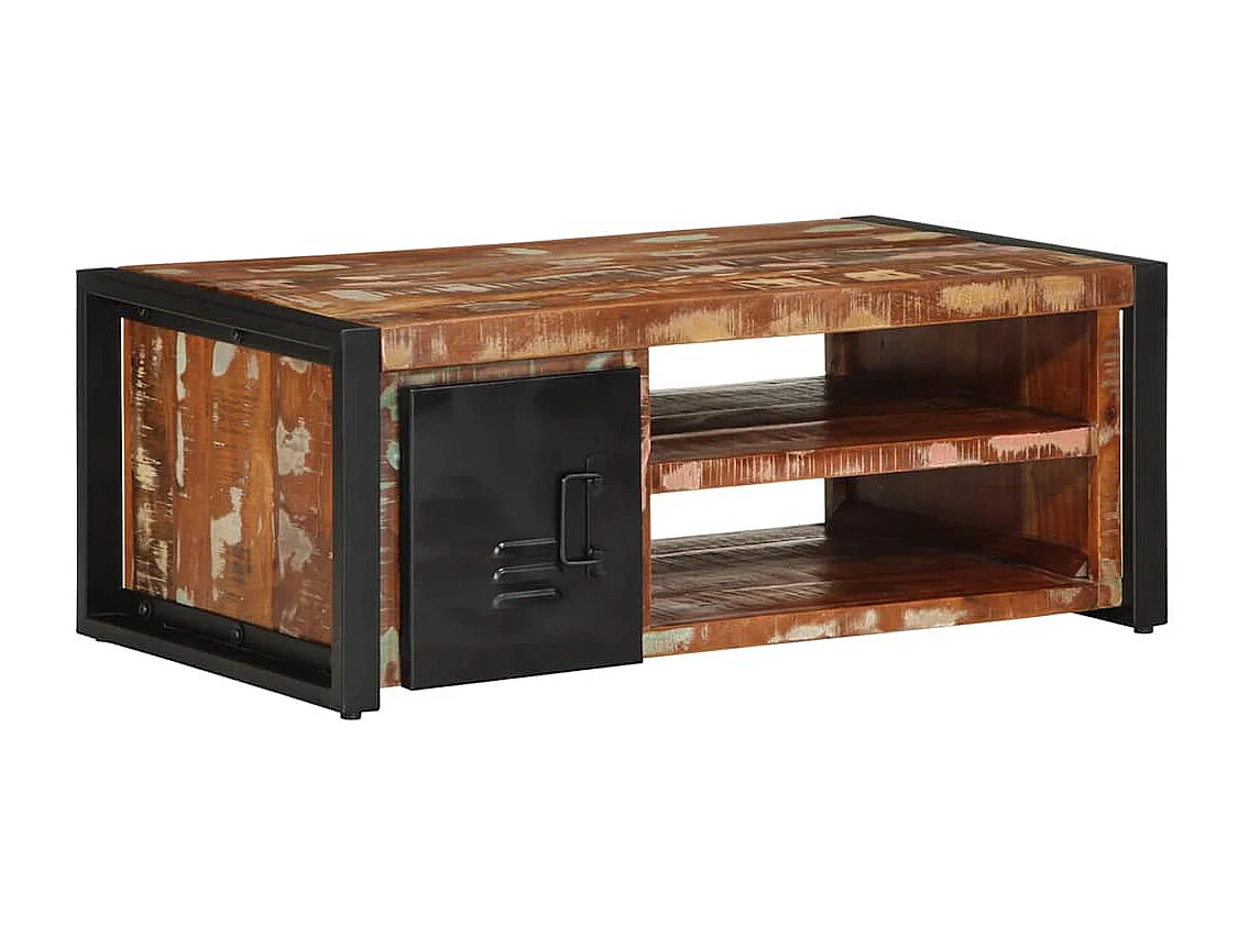 Mesa de centro multicor 90x50x36 cm madeira maciça recuperada