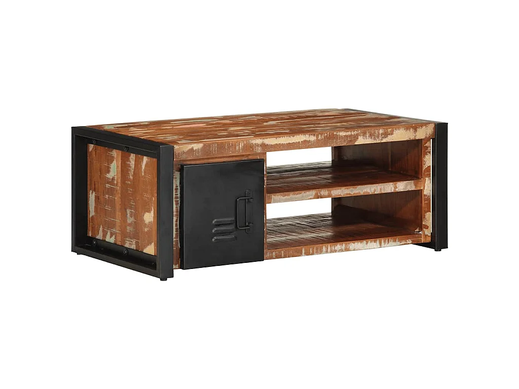 Mesa de centro multicor 90x50x36 cm madeira maciça recuperada
