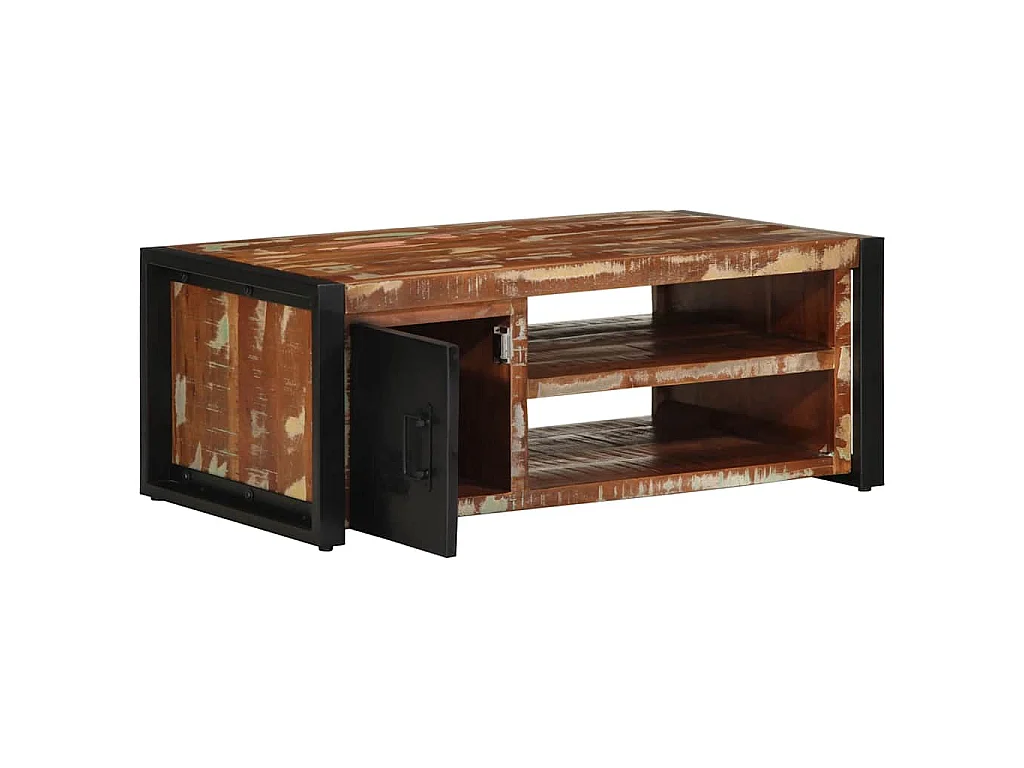 Mesa de centro multicor 90x50x36 cm madeira maciça recuperada