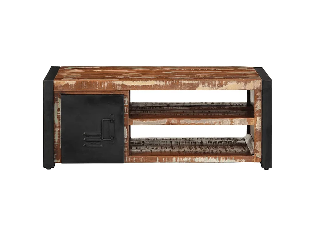 Mesa de centro multicor 90x50x36 cm madeira maciça recuperada