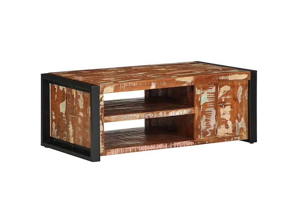 Mesa de centro multicor 90x50x36 cm madeira maciça recuperada