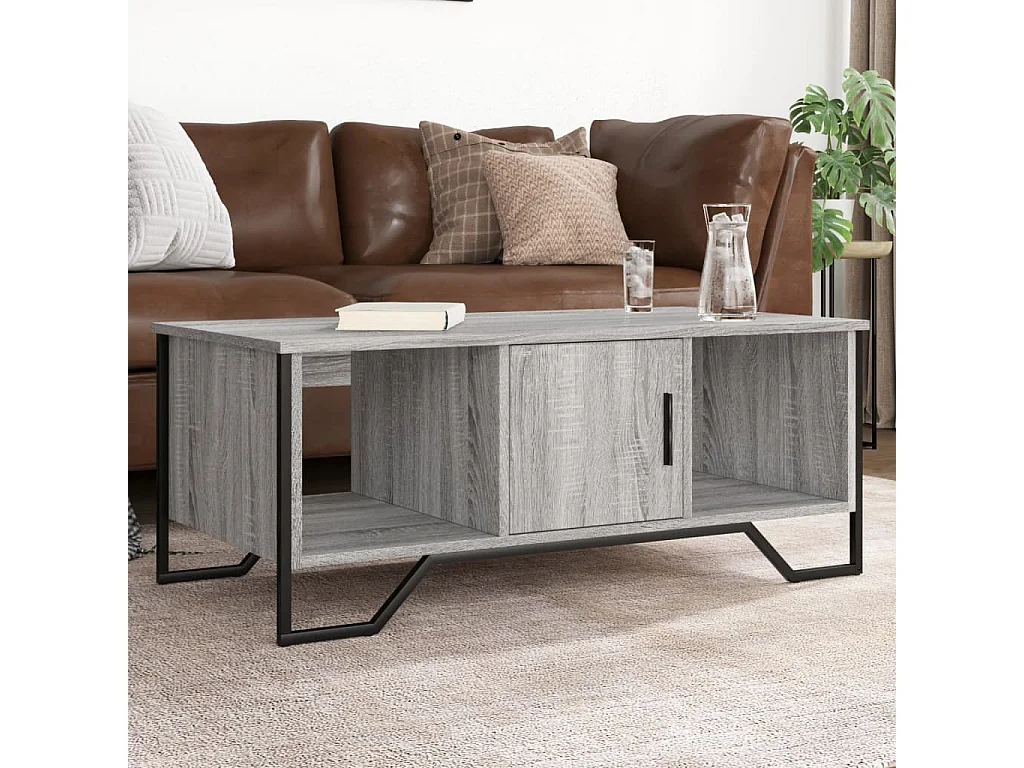 Salontafel 100x51x40 cm bewerkt hout grijs sonoma