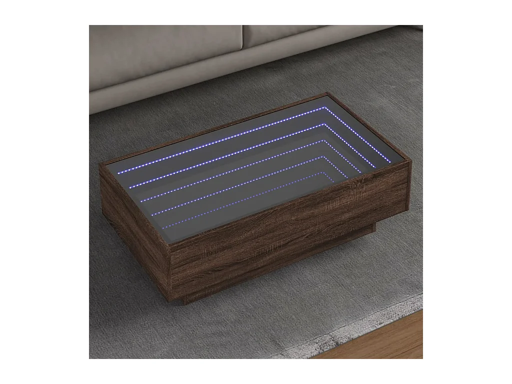 Table basse avec LED chêne marron 90x50x30 cm bois d'ingénierie
