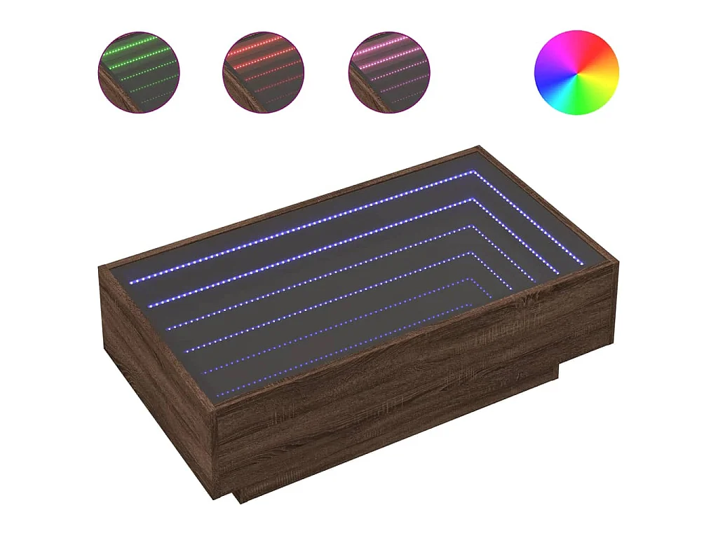 LED-Couchtisch Braun Eichen-Optik 90x50x30 cm Holzwerkstoff