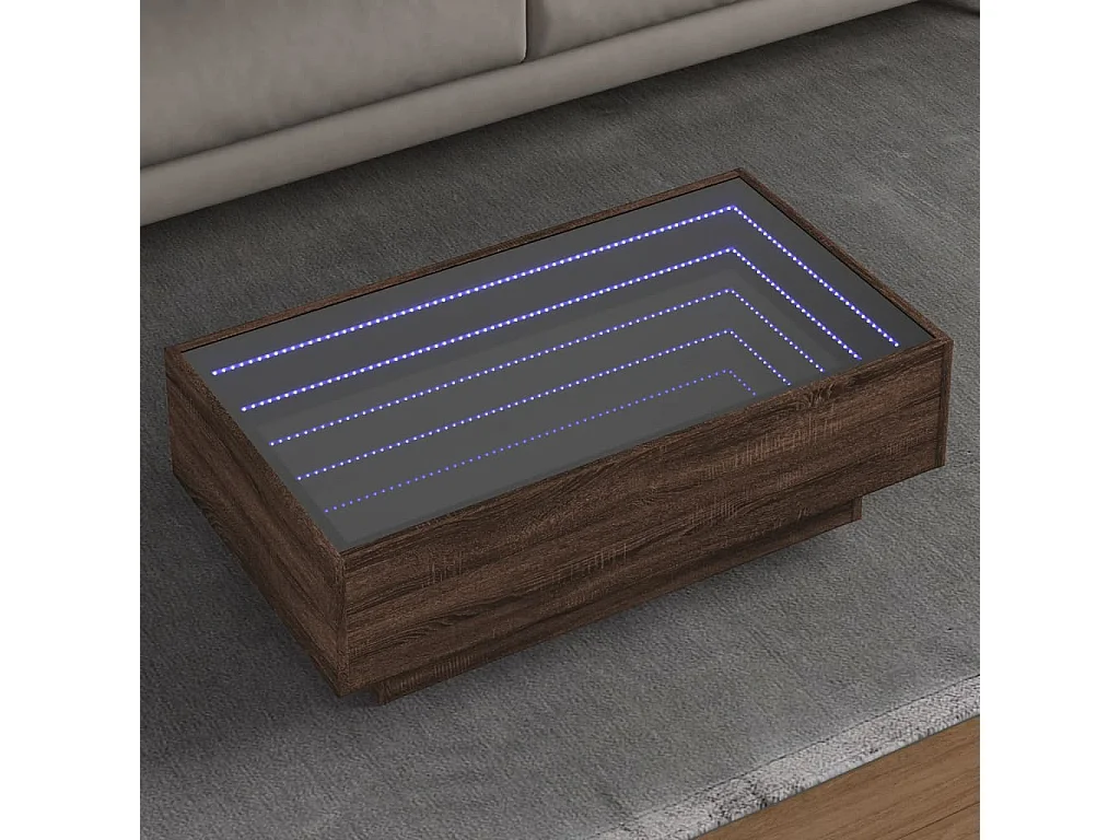LED-Couchtisch Braun Eichen-Optik 90x50x30 cm Holzwerkstoff