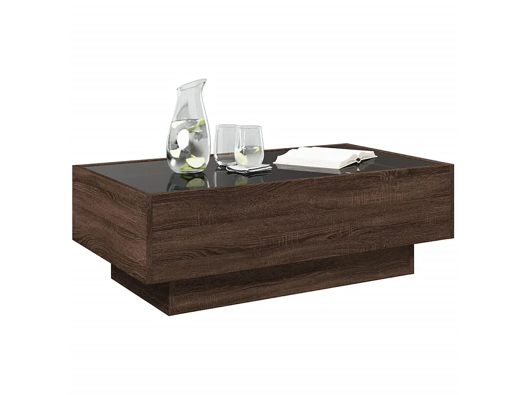 LED-Couchtisch Braun Eichen-Optik 90x50x30 cm Holzwerkstoff