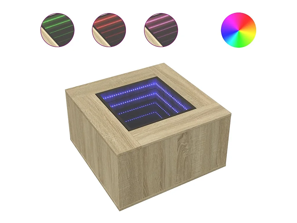 Tavolino Salotto con LED Rovere Sonoma 60x60x40 cm Multistrato