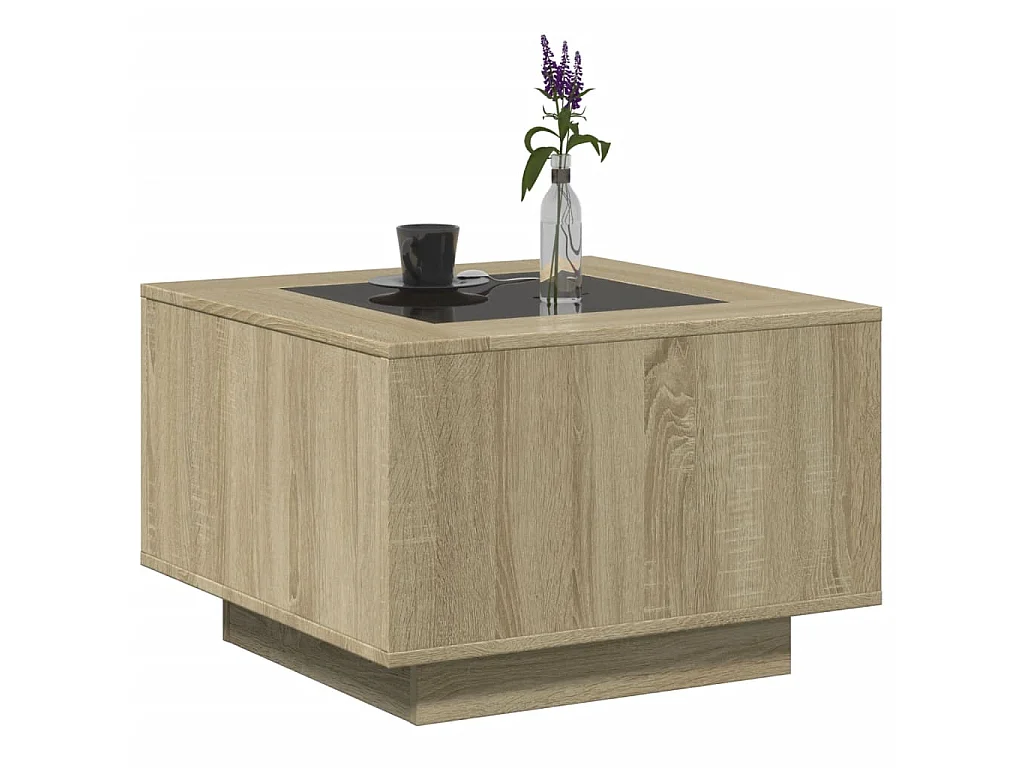 Tavolino Salotto con LED Rovere Sonoma 60x60x40 cm Multistrato