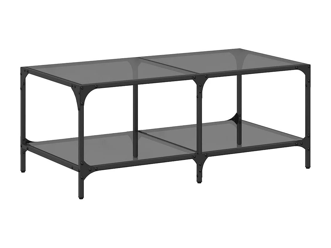 Couchtisch mit Glasplatte Schwarz 98,5x50x40 cm Stahl