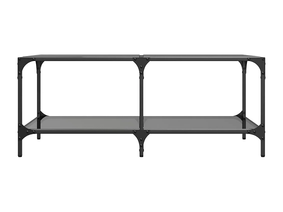 Couchtisch mit Glasplatte Schwarz 98,5x50x40 cm Stahl