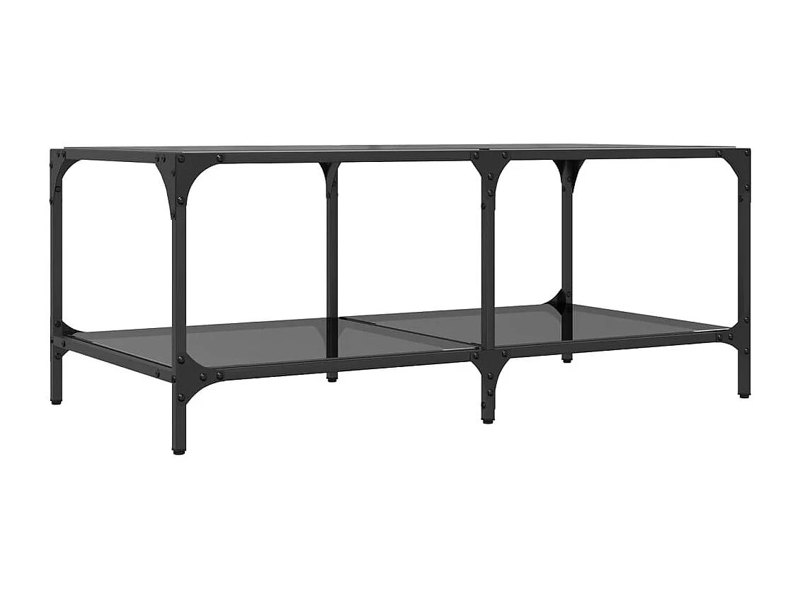 Couchtisch mit Glasplatte Schwarz 98,5x50x40 cm Stahl