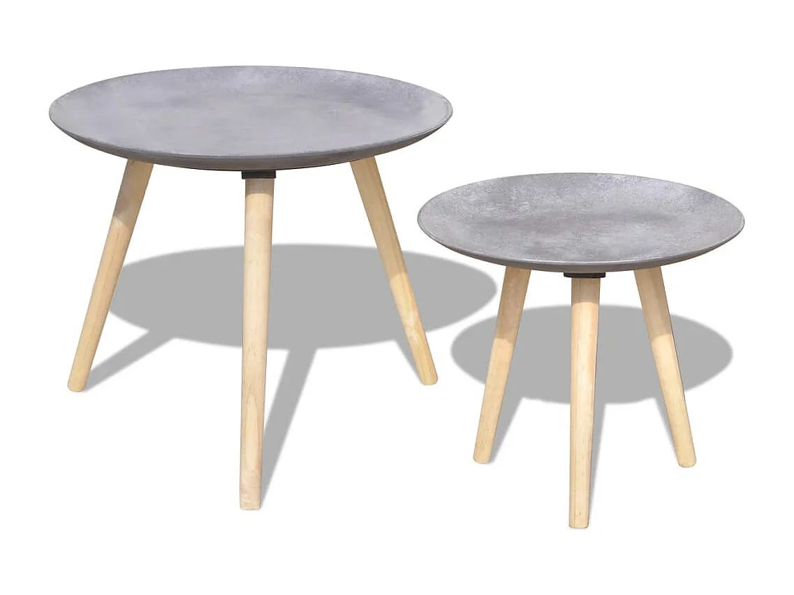 2-tlg. Beistelltisch/Couchtisch-Set 55 cm &44 cm Betongrau