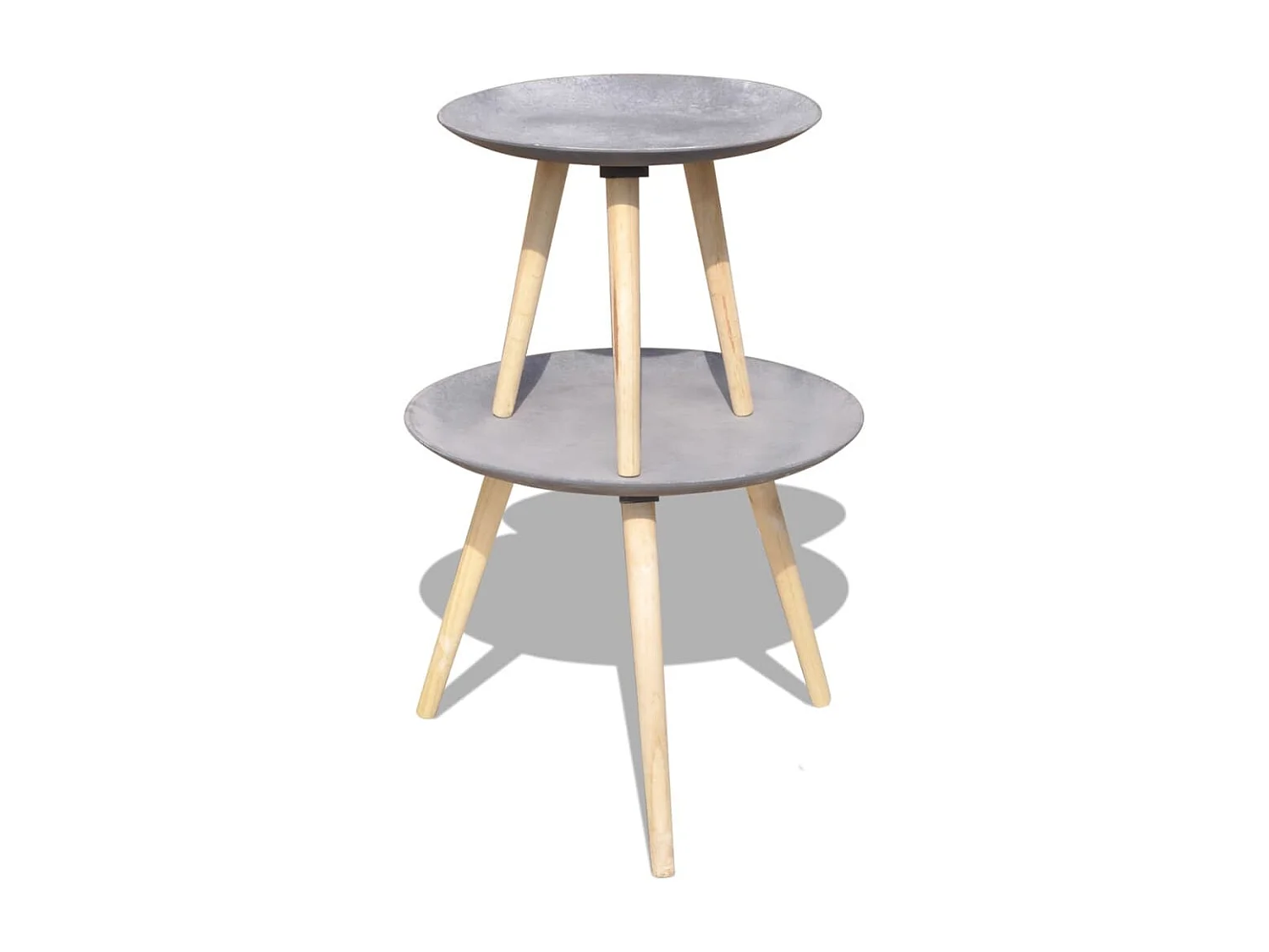 2-tlg. Beistelltisch/Couchtisch-Set 55 cm &44 cm Betongrau