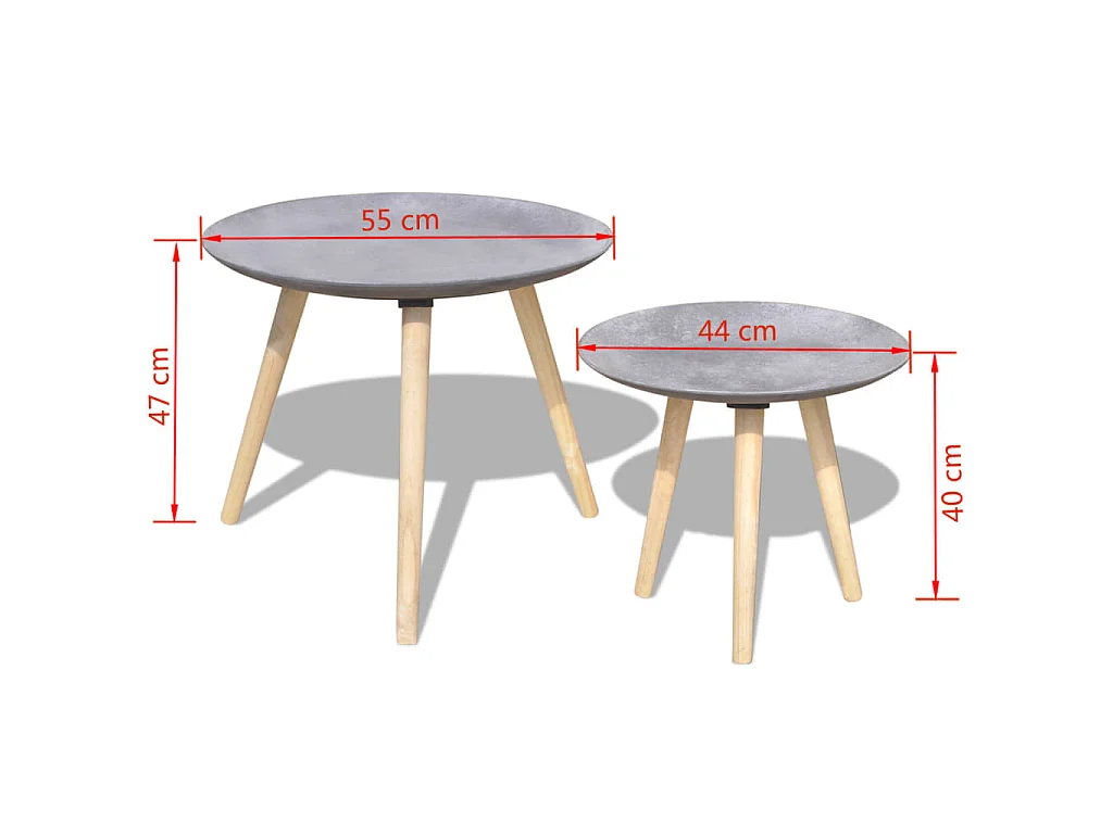 Ensemble de table d'appoint/table basse 2 pcs 55 cm et 44 cm