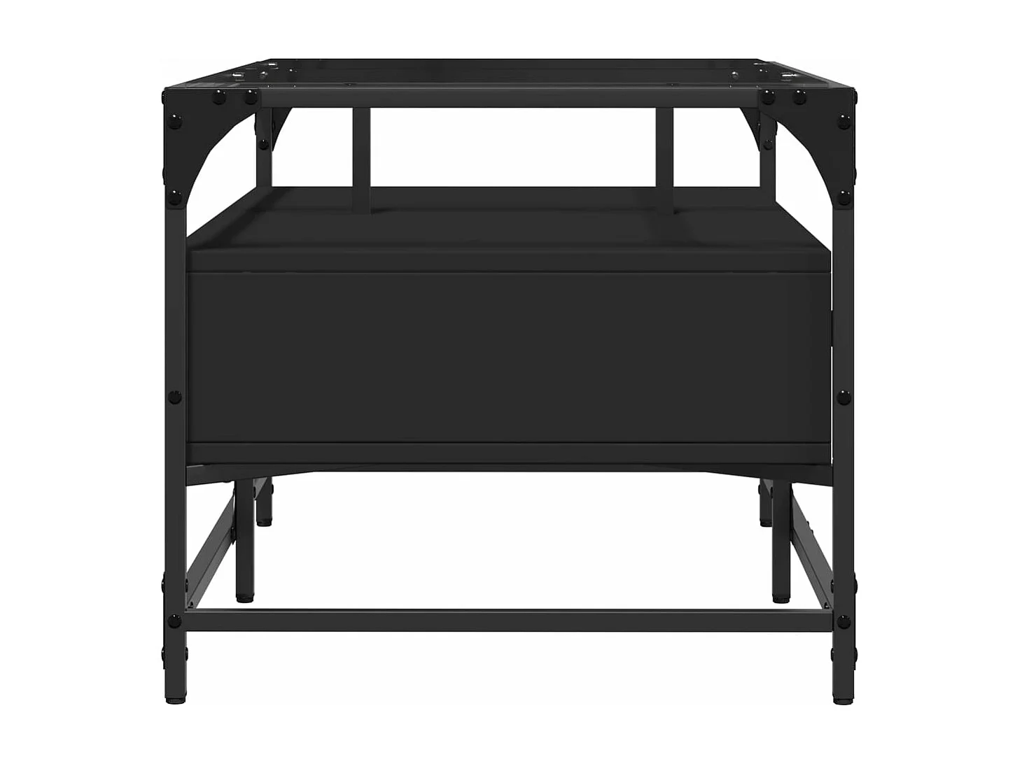 Table basse avec dessus en verre noir 98,5x50x45 cm acier