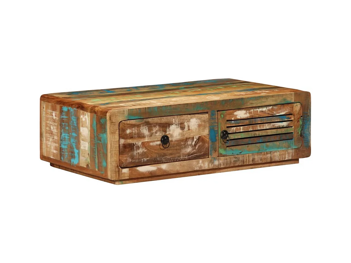 Mesa de centro de madera maciza reciclada 89x55x29 cm