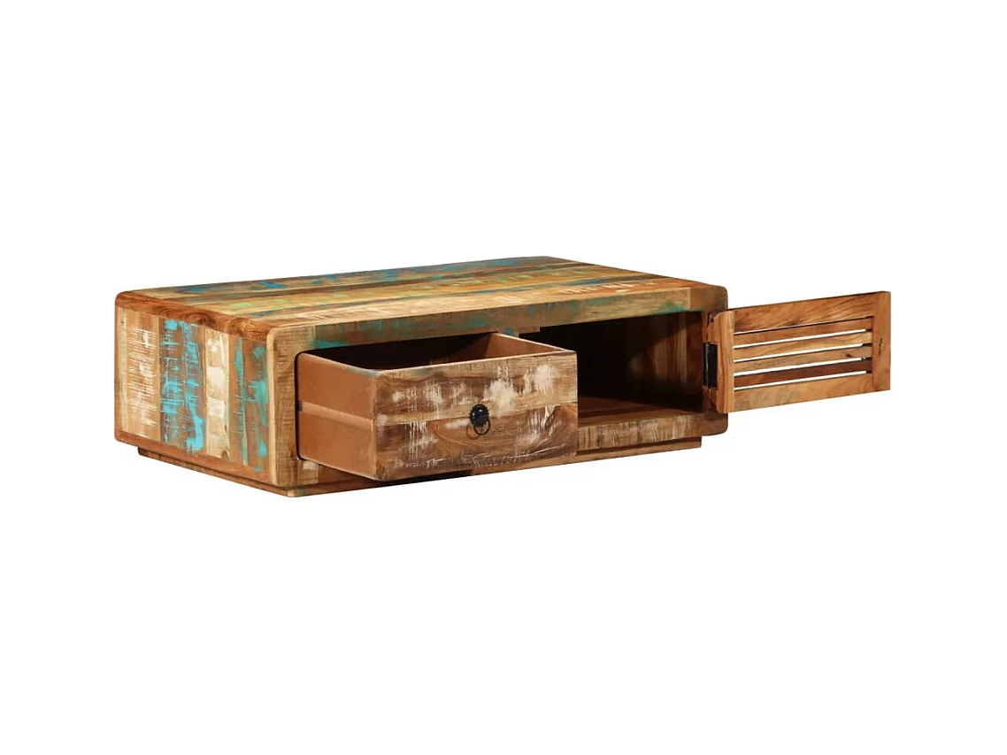 Mesa de centro de madera maciza reciclada 89x55x29 cm